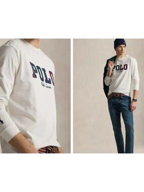 Polo Ralph Lauren Classic Fit Plaid-Logo Jersey T-Shirt size M color white NWT